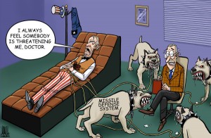 Caricature Oncle Sam sur le divan du psy
